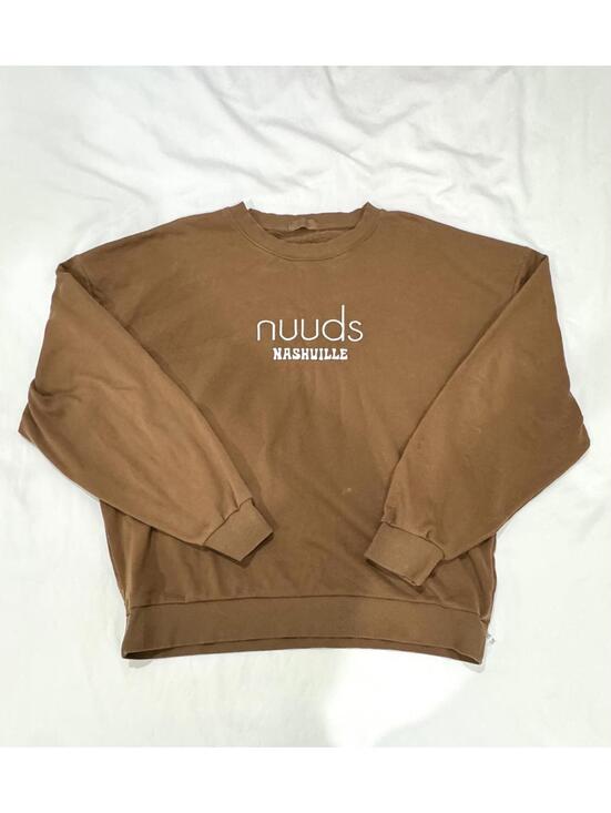 NUUDS Tops - NUUDS Chocolate Nashville Embroidered Popup Original Crewneck Sweatshirt- Large